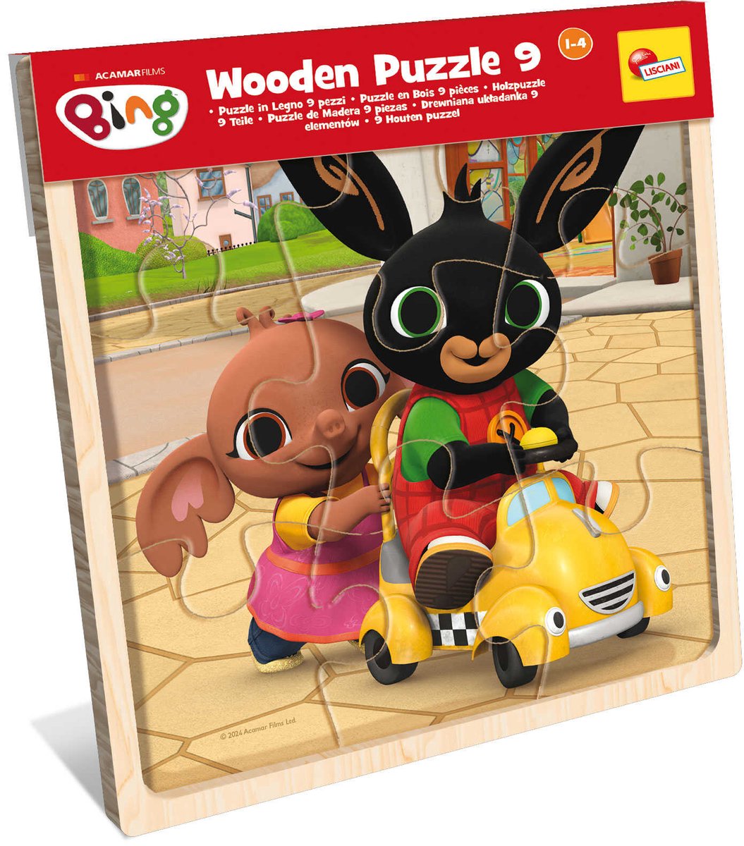 Lisciani bing puzzle en bois 9 en présentoir de 6