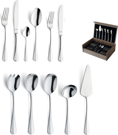 Amefa baguette - set de couverts 78 pièces - pour 12 personnes - brillant - couleur argent - dans un luxueux coffret en bois