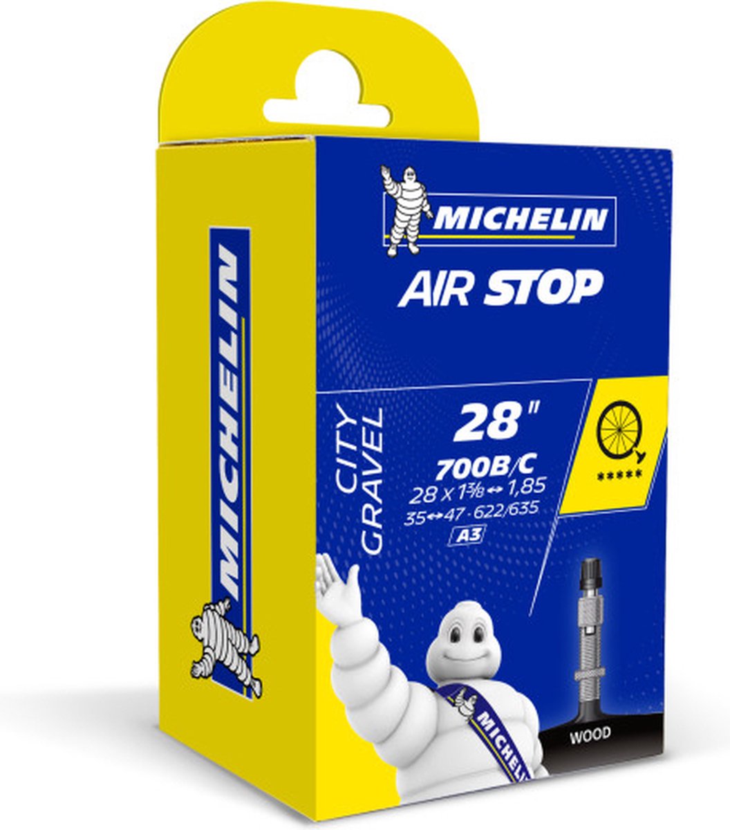 Chambre à air Michelin 28” – airstop a3 – valve hollandaise (dunlop) – longueur de valve : 40mm – taille etrto : 35 47-622 635