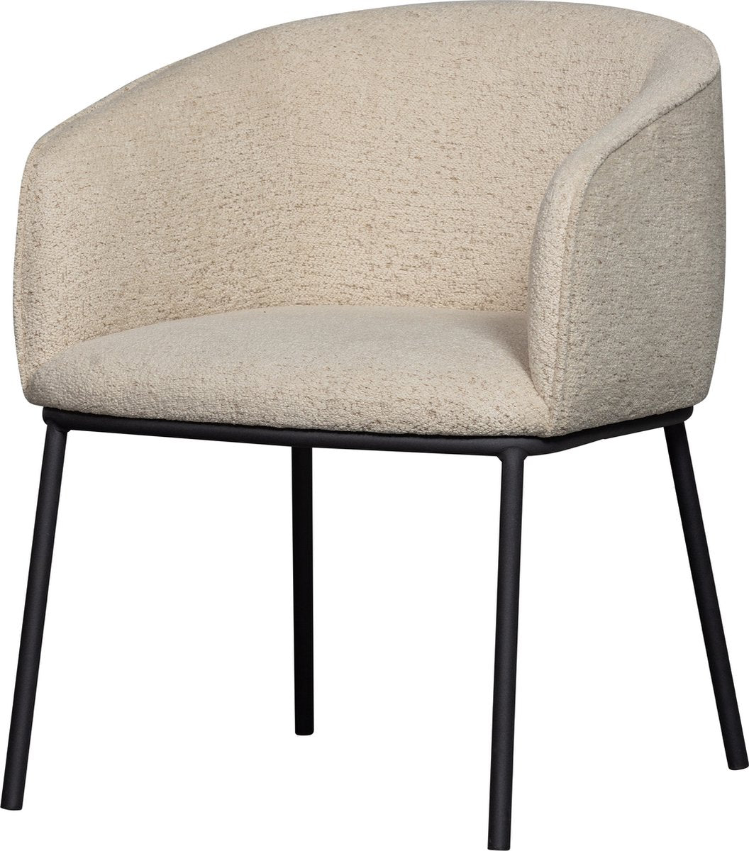 Chaise de salle à manger Woood Leon - bouclé - mélange naturel - 77x61x63