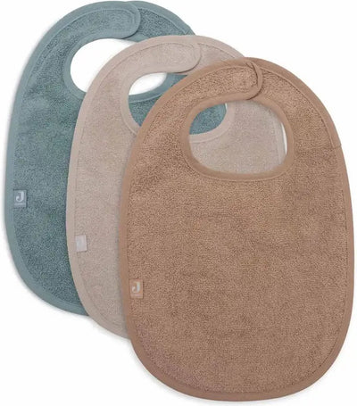 Jollein - bavoir bébé en éponge - coton - avec velcro - bavoirs - 3 pièces - biscuit nougat vert d'eau