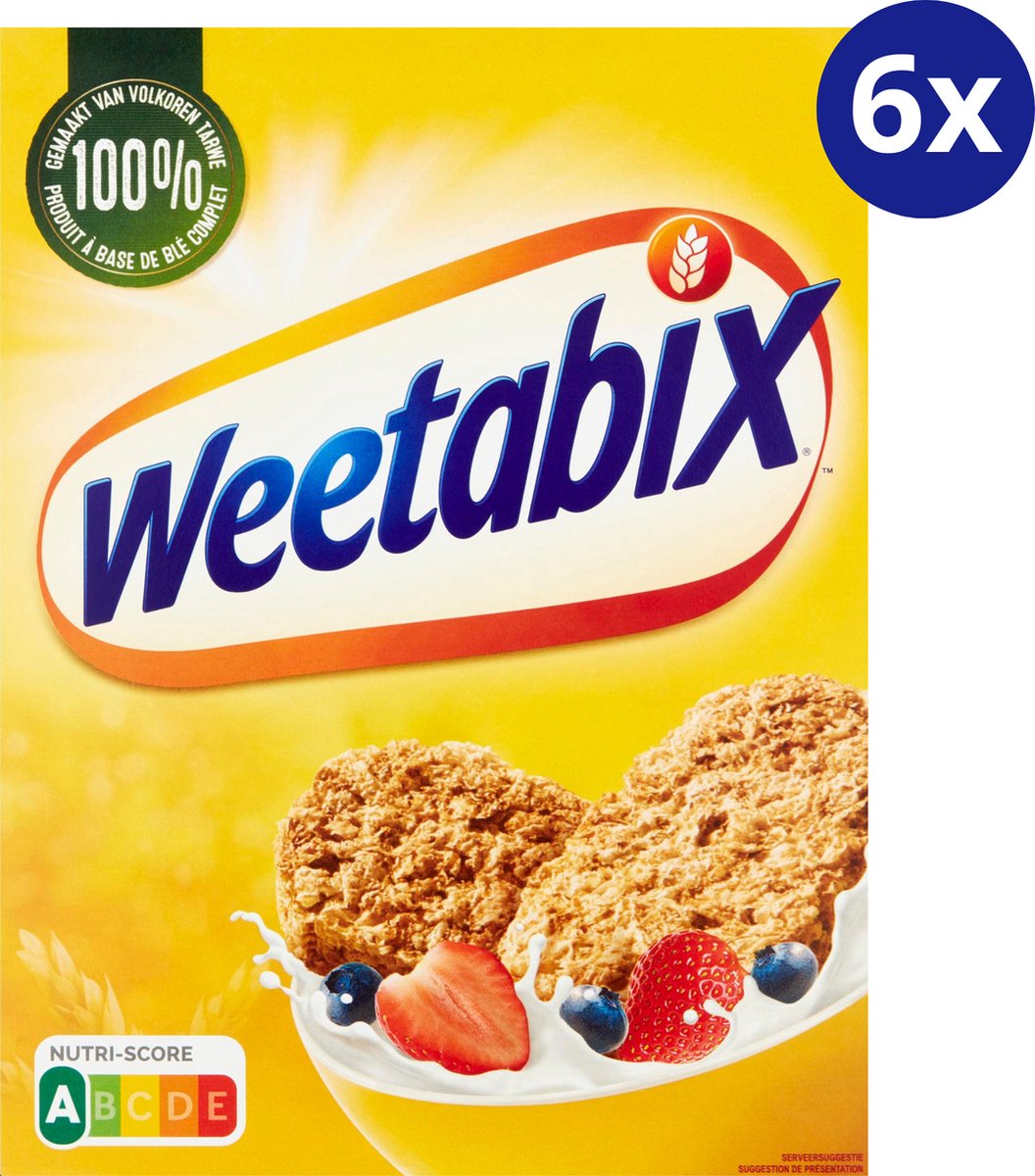Weetabix original - 6x 430 grammes - céréales complètes pour le petit-déjeuner - nutriscore a - riche en fibres
