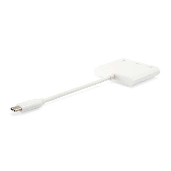 Équipement 133461 USB Type C à HDMI Femelle USB Un adaptateur PD féminin, 4K, pastique, 15 cm, blanc