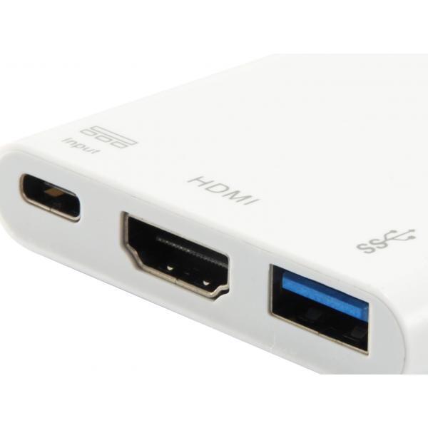 Équipement 133461 USB Type C à HDMI Femelle USB Un adaptateur PD féminin, 4K, pastique, 15 cm, blanc
