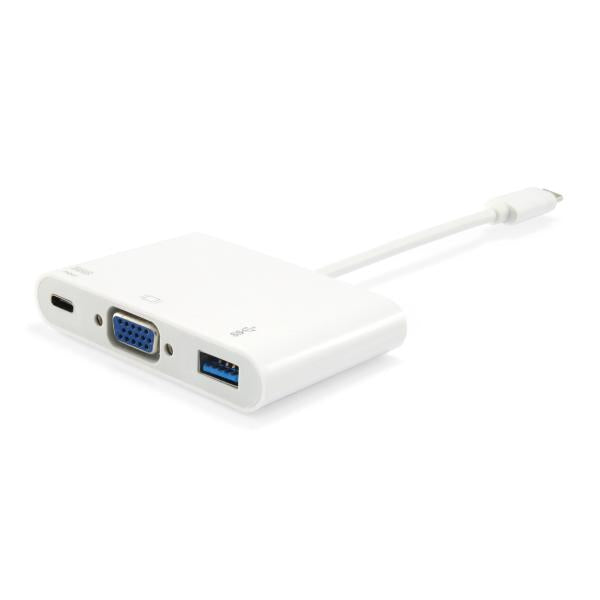 Équipement équipé 133462 USB Type C à VGA Femme USB A adaptateur PD féminin, 1080p, 15cm, blanc