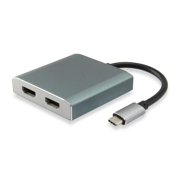 Équipement équipé 133464 USB Type C à 2x Adaptateur féminin HDMI, 2160p @ 30 Hz, USB3.1 Gen1, Gray