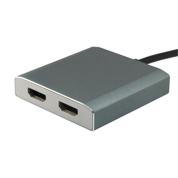 Équipement équipé 133464 USB Type C à 2x Adaptateur féminin HDMI, 2160p @ 30 Hz, USB3.1 Gen1, Gray