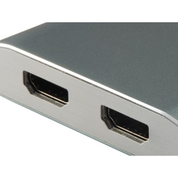 Équipement équipé 133464 USB Type C à 2x Adaptateur féminin HDMI, 2160p @ 30 Hz, USB3.1 Gen1, Gray