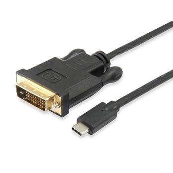 Équipez l'équipement 133468 USB Type-C vers le câble DVI-D, mâle mâle, droit, 1,8 m, noir