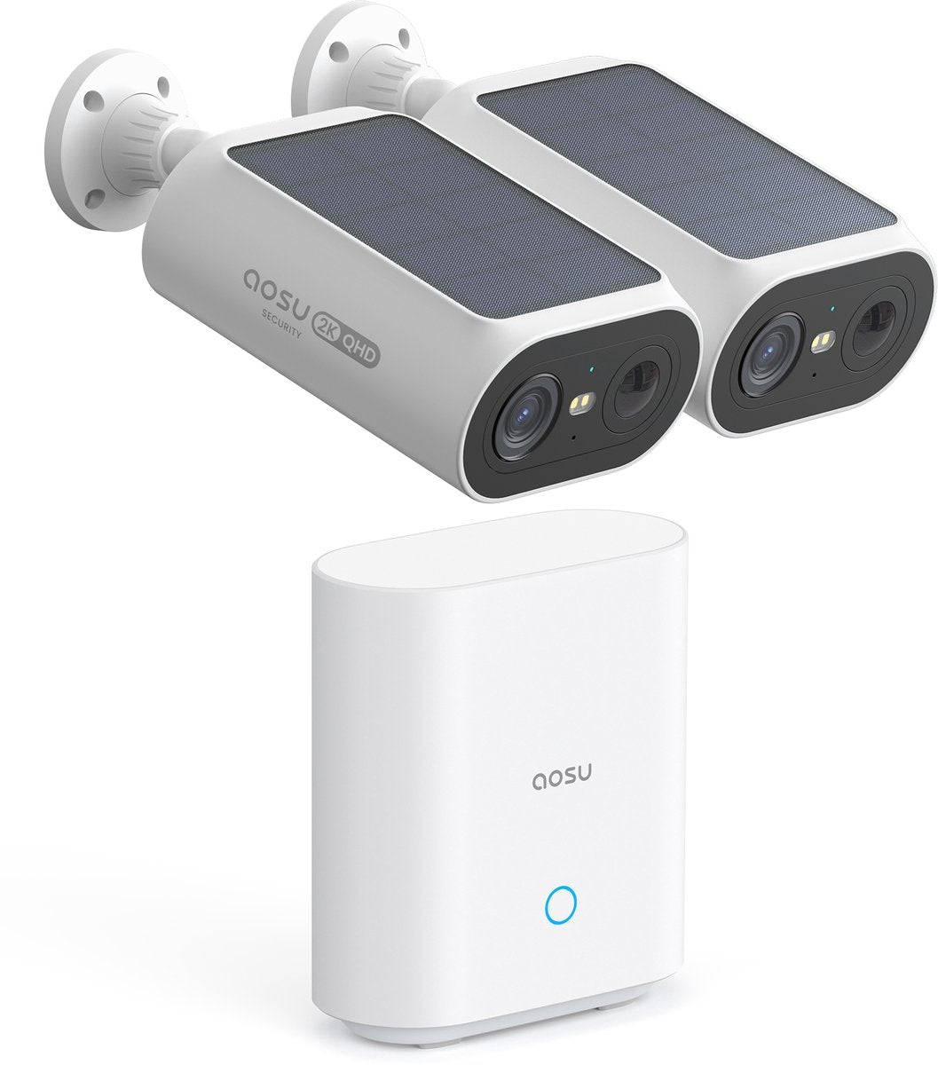 Aosu solarcam p1 se - 2 caméras de sécurité avec résolution 2k - énergie solaire - audio 2 voies - ai