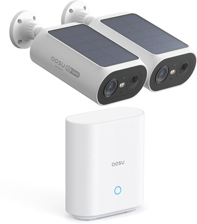 Aosu solarcam p1 se - 2 caméras de sécurité avec résolution 2k - énergie solaire - audio 2 voies - ai
