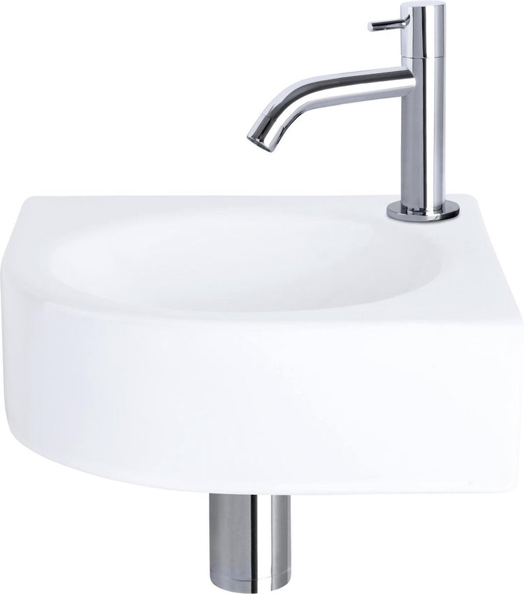 Ensemble fontaine Differnz Cleo - céramique - robinet chromé courbé - 30 x 30 x 10 cm