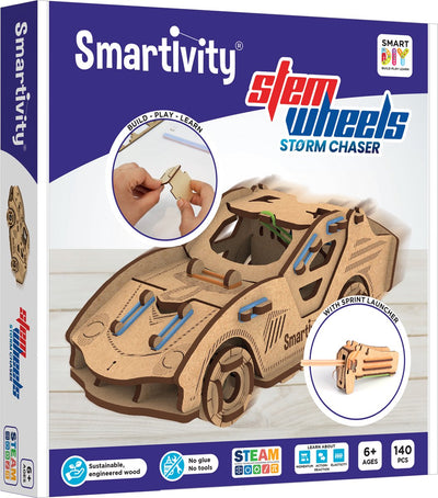 Smartivity Mécanique Storm Chaser - Kit de Construction 3D en Bois Machine de Lancement de Toupie - Construction de Modèles de Jouets de Construction Durables - Cadeau pour Jeunes - de 8 Ans à Adultes
