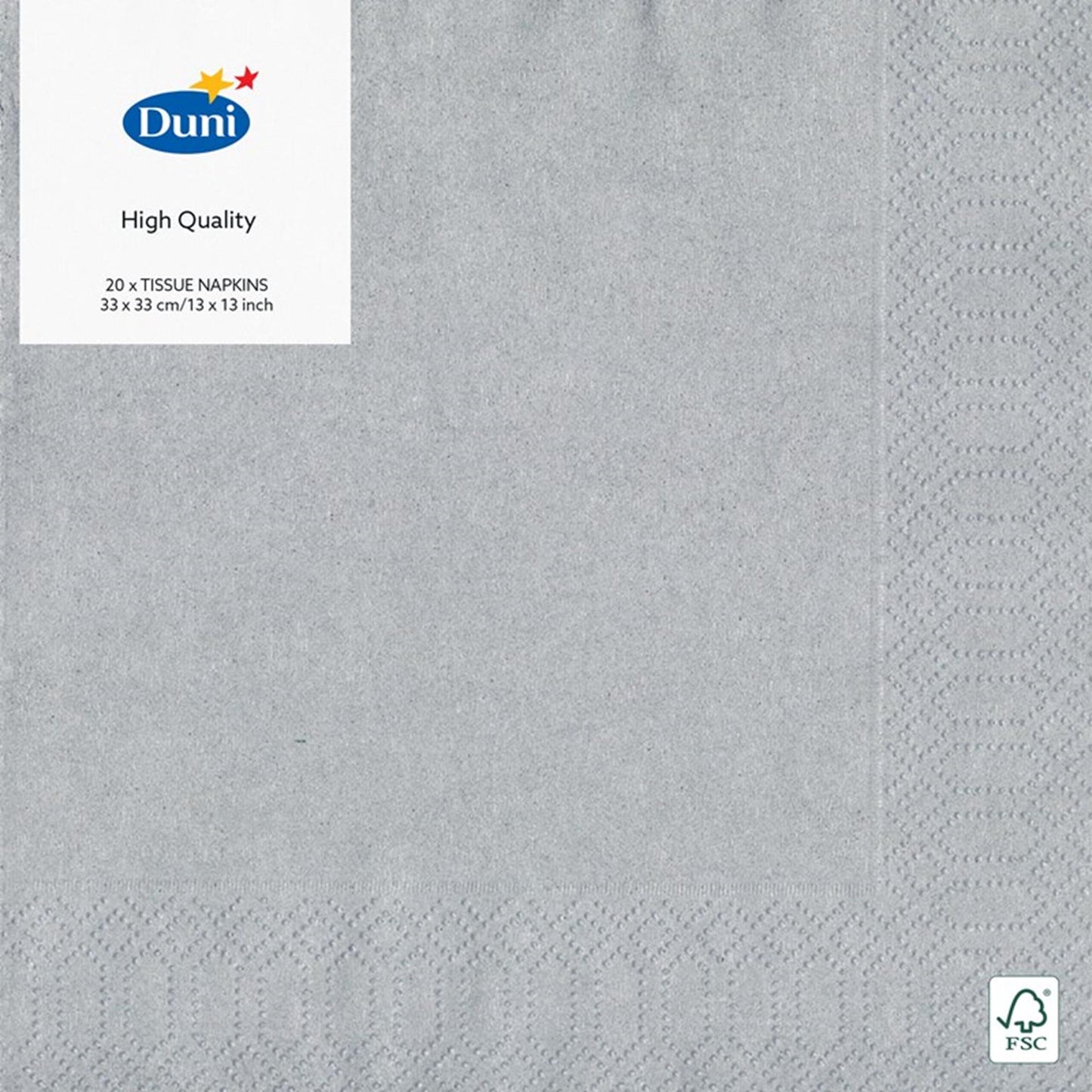Serviettes Duni argent 33x33 cm