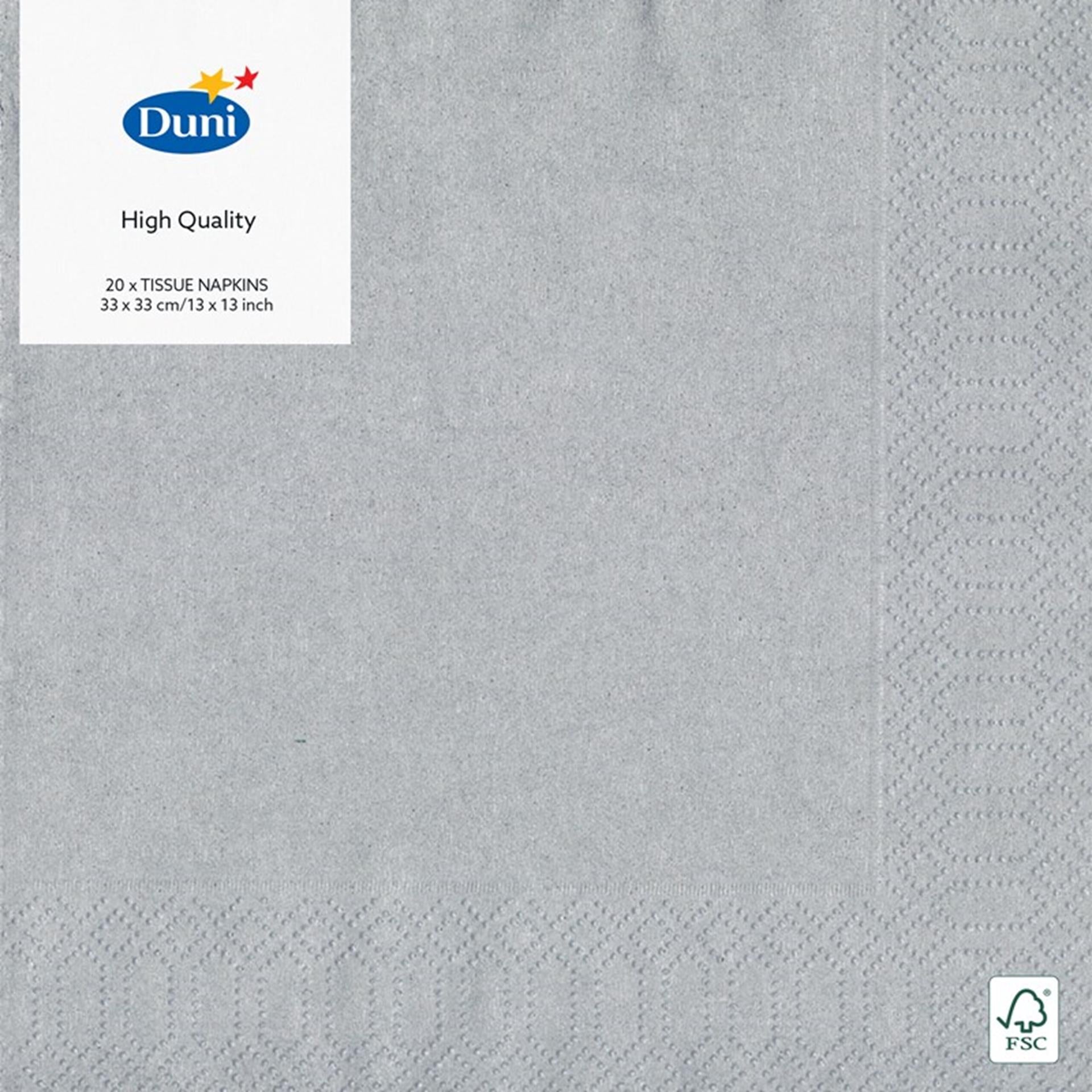 Serviettes Duni argent 33x33 cm