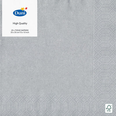Serviettes Duni argent 33x33 cm