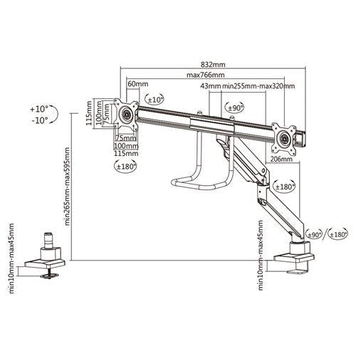 Neomounts Neomounts NM-D775DXBLACH SCREAT DEPRER LA MOURT PRINCE TV, 8 kg, 10 32) 100x100 mm, BLA