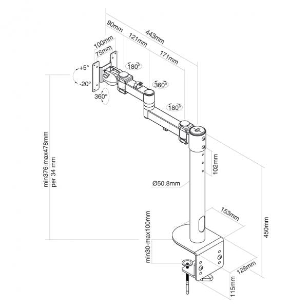 NeoMounts Neomounts FPMA-D960BLACKPLUS ÉCRAN MONT (CLAMP) HAUTE CAPACITÉ 10 49 pouces, 2