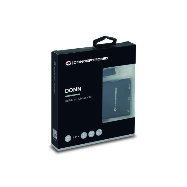 Conceptronic Concepttronic Donn01b DONN USB-C à l'adaptateur HDMI, USB 3.2 Gen 1 (3.1 Gen 1) Type-A C, HDMI, noir