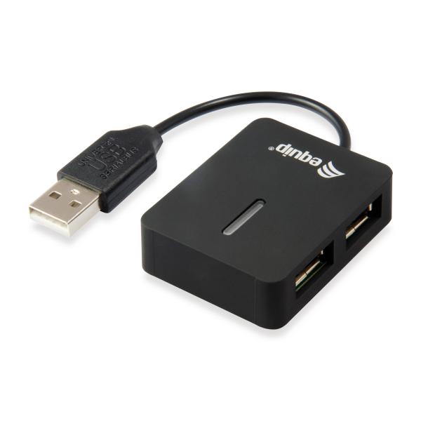 Équipement 128952, HUB USB de voyage à 4 ports, USB 2,0, 480 Mbits, plastique, noir