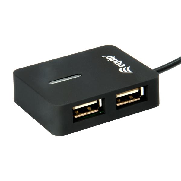 Équipement 128952, HUB USB de voyage à 4 ports, USB 2,0, 480 Mbits, plastique, noir