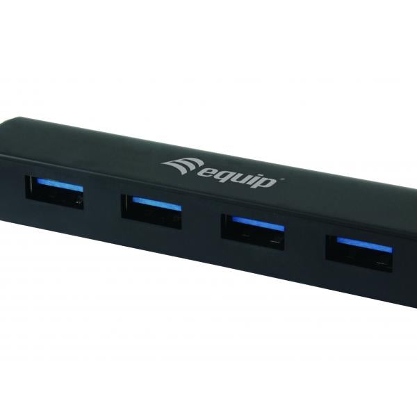 Équipement 128953, Hub USB à 4 ports, USB 3,2 Gen 1 Type-A, 5000 Mbits, noir