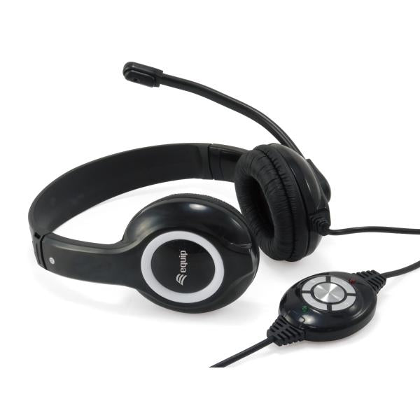 Équipement 245301 Casque de jeu, USB, tête de tête, binaural, numérique, noir