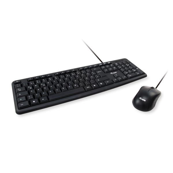 Équipez l'équipement 245200 Clavier câblé et combo de souris Allemagne Layout, USB, Qwerty, 105 touches, 1000 dpi, noir