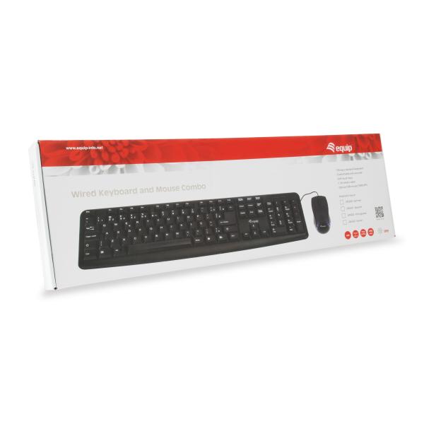 Équipez l'équipement 245200 Clavier câblé et combo de souris Allemagne Layout, USB, Qwerty, 105 touches, 1000 dpi, noir