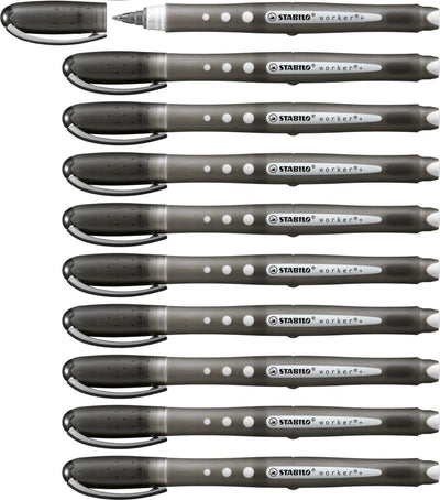 Stabilo travailleur+ coloré - roller 0,5 mm - noir - boîte de 10 pièces