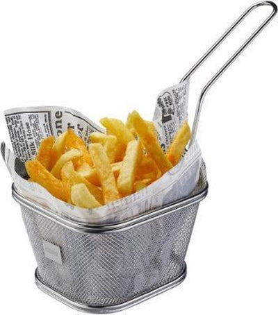 Gefu bbq mini panier de service grand 25,1 x 11,2 cm – acier inoxydable – pour frites, snacks et plats BBQ
