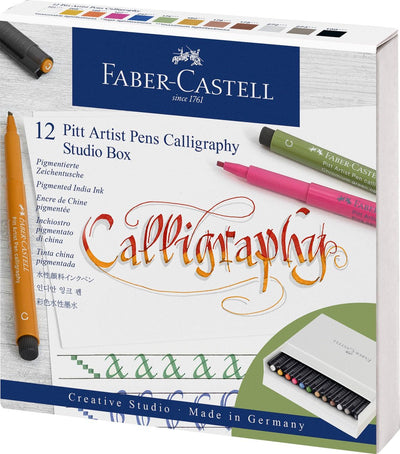 Ensemble de calligraphie Faber-castell - stylo d'artiste Pitt - boîte studio 12 pièces - fc-167512