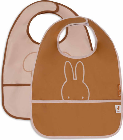 Jollein x Miffy - bavoir bébé imperméable - bavoirs - miffy peekaboo wild rose - 2 pièces