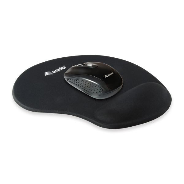Équipez l'équipement 245014 Gel Mouse Pad, tissu, gel, polyuréthane, repos du poignet, base non glissée, monotone, noir