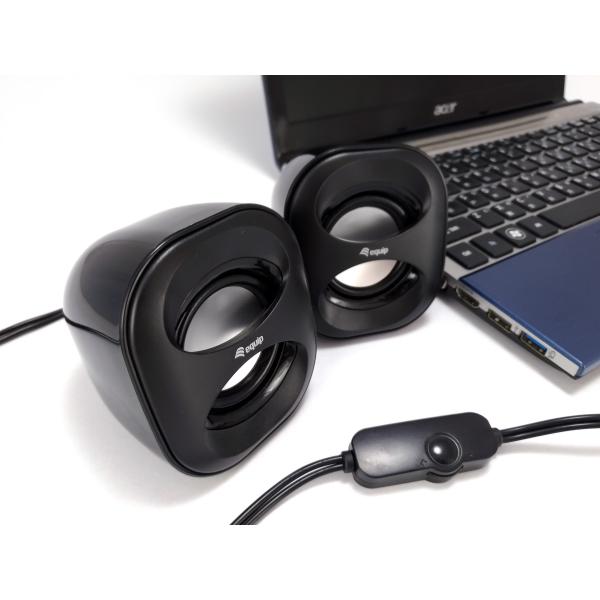 Équipement équipement 245330 Mini haut-parleur USB, 2,0 canaux, câblé, 3 W, 90 20 Hz, 40 o, noir