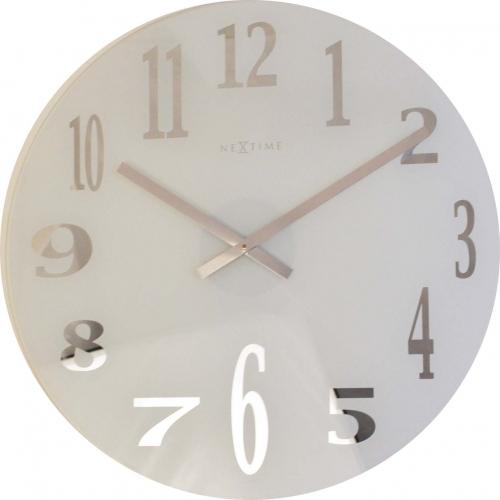 Nextime Nextime Klok 2472 Miroir Verre, Ø43 cm, mur, blanc