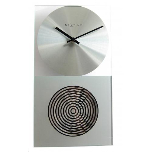 Nextime Nextime Klok 3028 sur l'horloge, 16x30,2 cm, mur, verre, argent