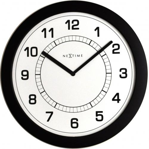Nextime Nextime Klok 3045ZW Super Slim, Ø28 cm, mur, noir