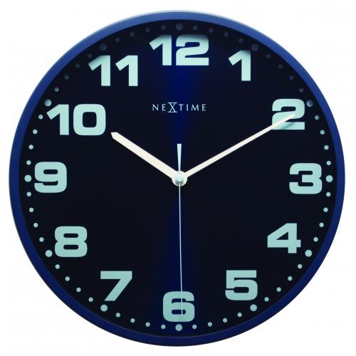 Nextime Nextime Klok 3053Bl Dash Blue, Ø 35 cm, mur, bleu