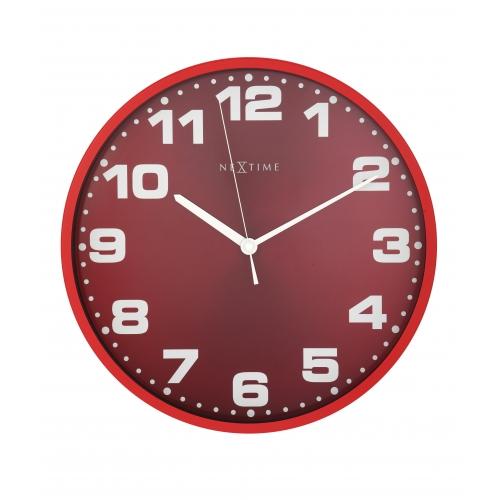 Nextime Nextime Klok 3053ro Dash Red, Ø35 cm, mur, argent rouge