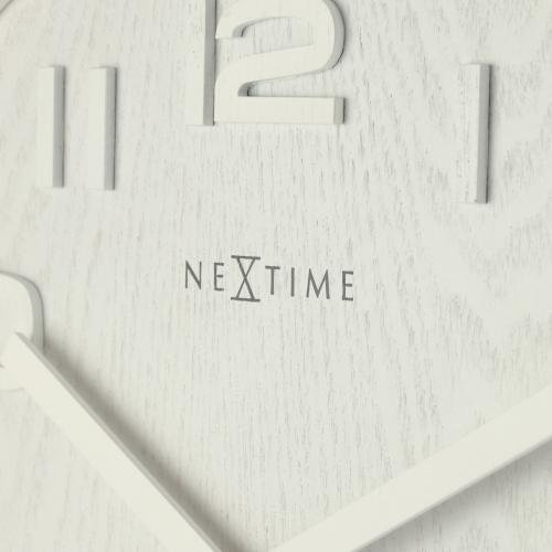 Nextime Nextime Klok 3096wi Bois Mémeuble en bois, Ø35,5 cm, mur, blanc