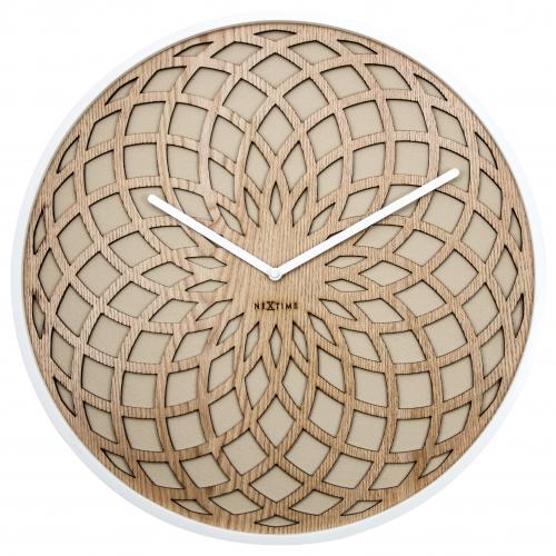 Nextime Nextime Klok 3150be Sun Small, Ø35 cm, mur, beige