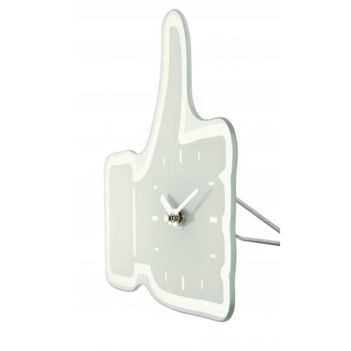Nextime Nextime Klok 5185WI Mini pouces vers le haut, 20,5x21 cm, mur, argent blanc