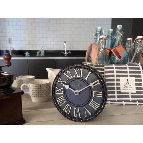 Nextime Nextime Klok 5187ZW Table de Londres, Ø16 cm, mur, noir blanc