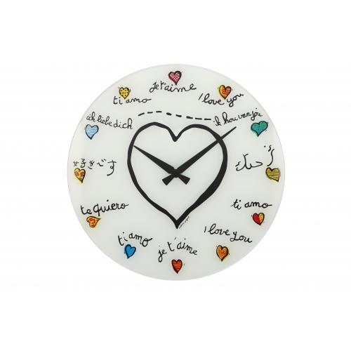 Nextime Nextime Klok 8030 vous aime, Ø43 cm, mur, multicolore blanc