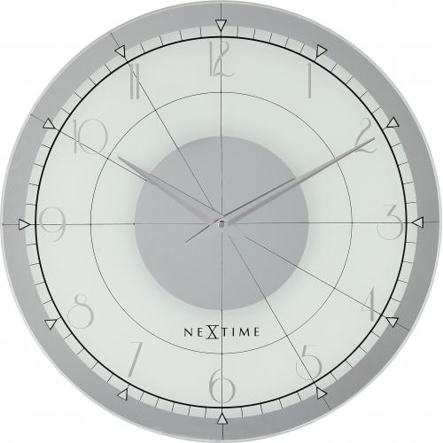Nextime Nextime Klok 8125 Round fantaisie, Ø43 cm, mur, argent blanc