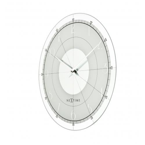 Nextime Nextime Klok 8125 Round fantaisie, Ø43 cm, mur, argent blanc