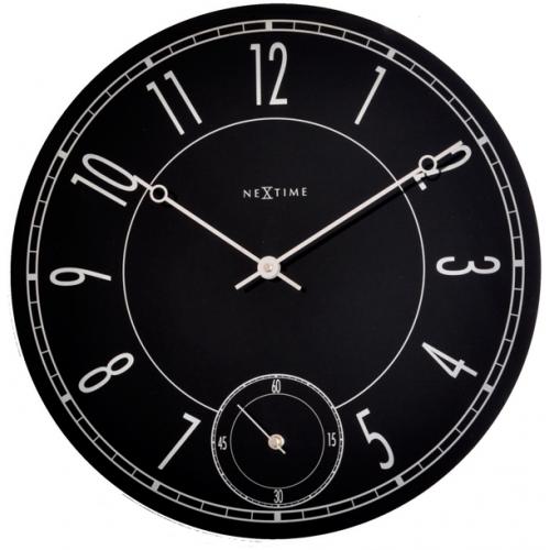 Nextime Nextime Klok 8144 Leitbring, Ø43 cm, mur, argent noir brillant