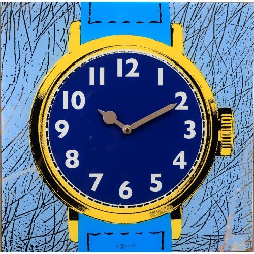 Nextime Nextime Klok 8157 Regardez un, 43x43,2 cm, mur, jaune bleu