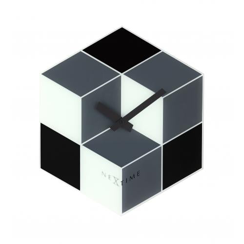 Nextime Nextime Klok 8171 cube, 43,5x37 cm, mur, gris blanc noir